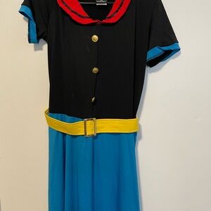 Spirit Juniors Popeye Costume with Red Collar and Yellow Belt